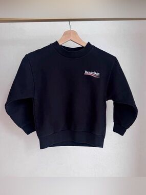 Balenciaga Black Kids Logo Crewneck Sweatshirt